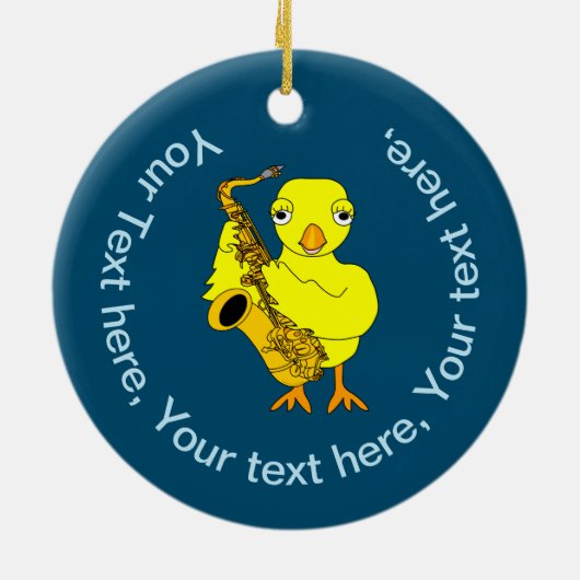 Saxophone Chick Keramisch Ornament (Achterkant)