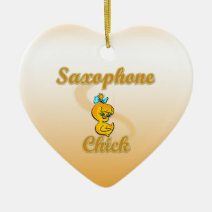 Saxophone Chick Keramisch Ornament