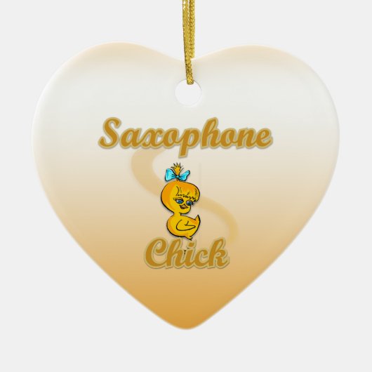 Saxophone Chick Keramisch Ornament (Voorkant)