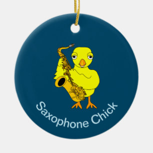 Saxophone Chick Keramisch Ornament
