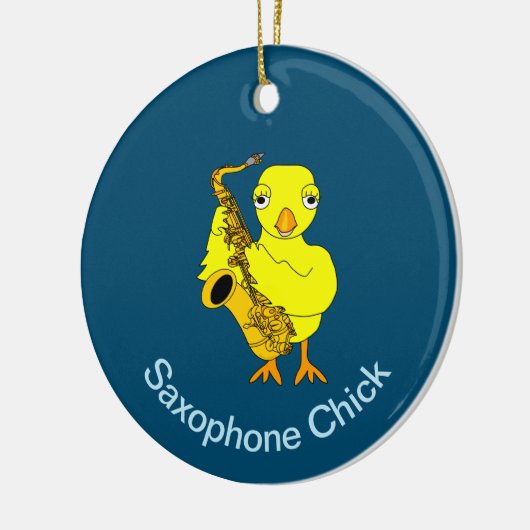 Saxophone Chick Keramisch Ornament (Links)