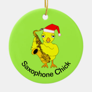 Saxophone Chick Keramisch Ornament