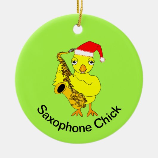 Saxophone Chick Keramisch Ornament (Voorkant)