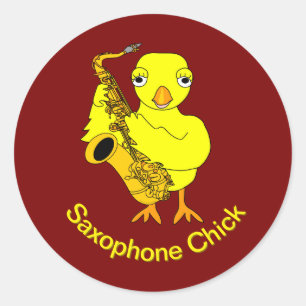 Saxophone Chick Ronde Sticker