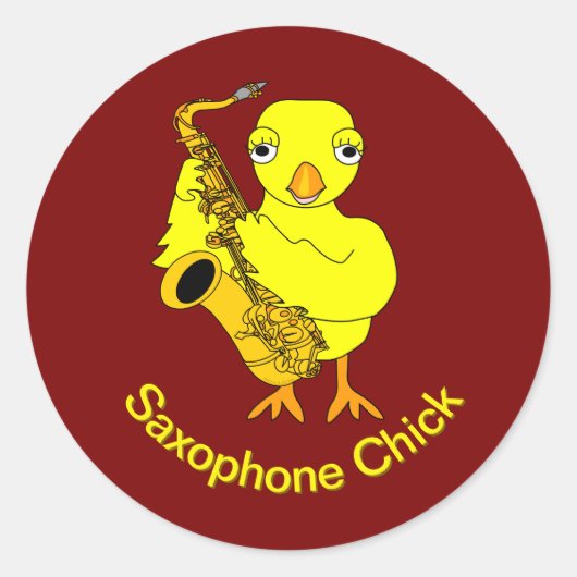 Saxophone Chick Ronde Sticker (Voorkant)
