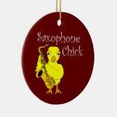 Saxophone Chick Text Keramisch Ornament (Rechts)