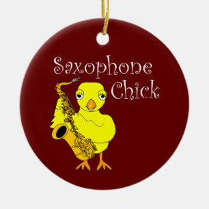 Saxophone Chick Text Keramisch Ornament