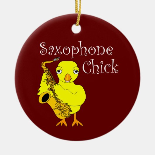 Saxophone Chick Text Keramisch Ornament (Voorkant)