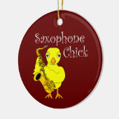 Saxophone Chick Text Keramisch Ornament (Links)