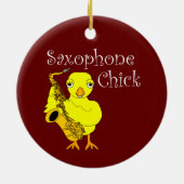Saxophone Chick Text Keramisch Ornament (Achterkant)