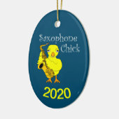 Saxophone Chick Text Keramisch Ornament (Links)