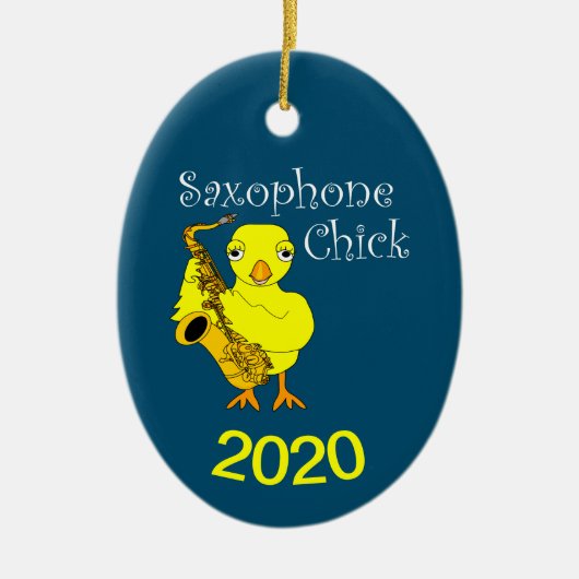 Saxophone Chick Text Keramisch Ornament (Voorkant)