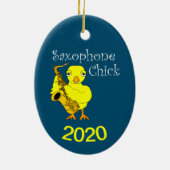 Saxophone Chick Text Keramisch Ornament (Achterkant)