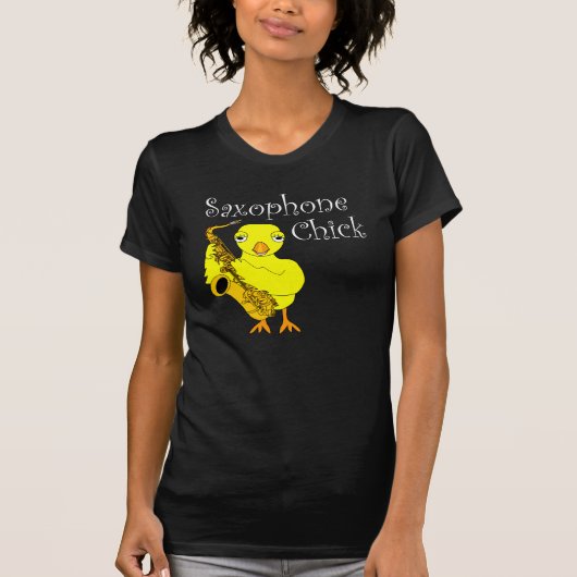 Saxophone Chick Text T-shirt (Voorkant)