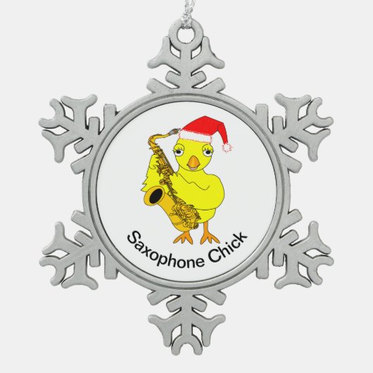 Saxophone Chick Tin Sneeuwvlok Ornament (Voorkant)