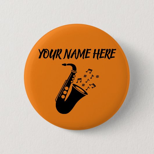 Saxophone CUSTOM NAME Ronde Button 5,7 Cm (Voorkant)