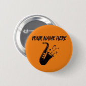 Saxophone CUSTOM NAME Ronde Button 5,7 Cm (Voorkant /achterkant)