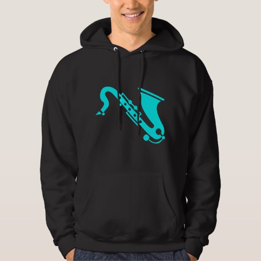 Saxophone - Cyaan Hoodie (Voorkant)