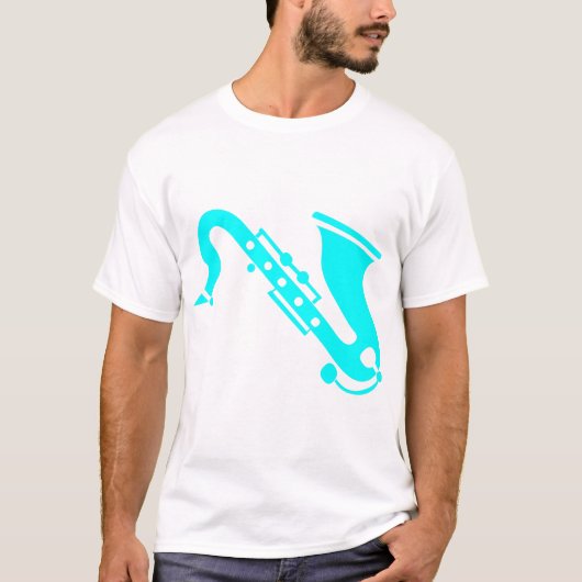Saxophone - Cyaan T-shirt (Voorkant)