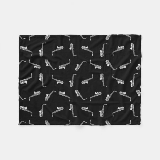 Saxophone Design  Saxophones Music Pattern Fleece Deken (Voorkant (Horizontaal))