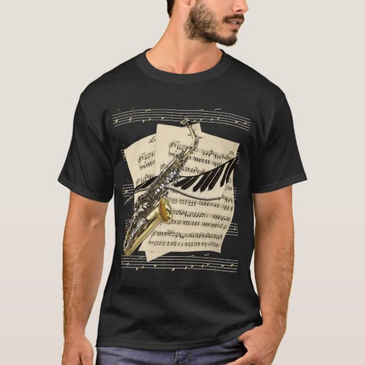 Saxophone en Piano Music-T - shirts (Voorkant)