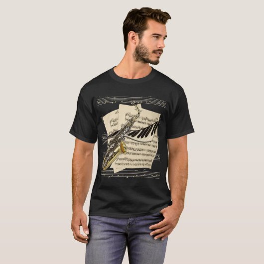 Saxophone en Piano Music-T - shirts (Voorkant volledig)