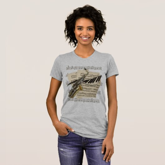 Saxophone en Piano Music-T - shirts (Voorkant volledig)