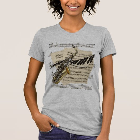 Saxophone en Piano Music-T - shirts (Voorkant)