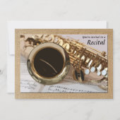 Saxophone en Sheet Music Invitation Kaart (Voorkant)