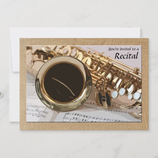 Saxophone en Sheet Music Invitation Kaart (Voorkant)