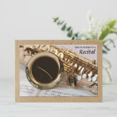 Saxophone en Sheet Music Invitation Kaart (Staand voorkant)