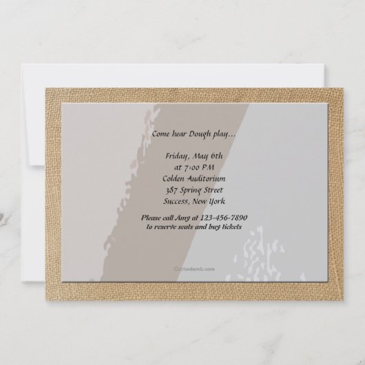 Saxophone en Sheet Music Invitation Kaart (Achterkant)