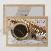 Saxophone en Sheet Music Invitation Kaart (Voorkant / Achterkant)