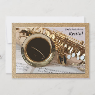 Saxophone en Sheet Music Invitation Kaart