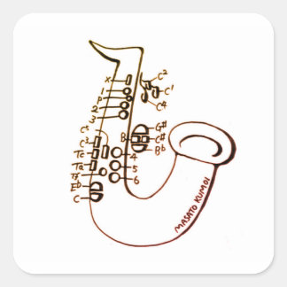 saxophone fingering vierkante sticker