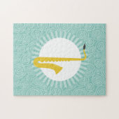 Saxophone Fun Turquoise Swirl Music Legpuzzel (Horizontaal)