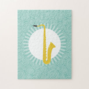 Saxophone Fun Turquoise Swirl Music Legpuzzel