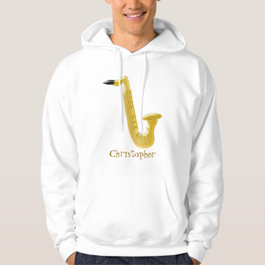 Saxophone gewoon naam toevoegen hoodie (Voorkant)
