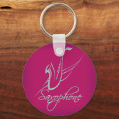 Saxophone Glitter Silver en Pink Sleutelhanger (Voorkant)