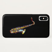 Saxophone Gold Waterverf op zwarte telefoontas Case-Mate iPhone Case (Achterkant (horizontaal))