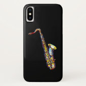 Saxophone Gold Waterverf op zwarte telefoontas Case-Mate iPhone Case (Achterkant)