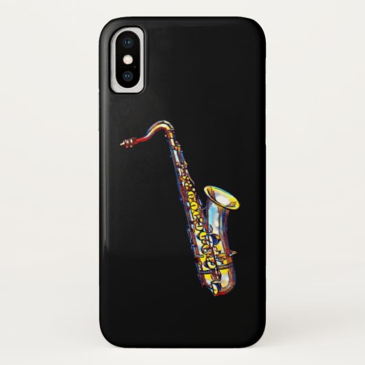 Saxophone Gold Waterverf op zwarte telefoontas Case-Mate iPhone Case (Achterkant)