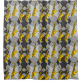Saxophone Grey Pattern Douchegordijn (Voorkant)