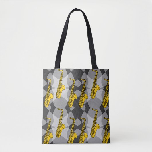 Saxophone Grey Pattern Tote Bag (Voorkant)