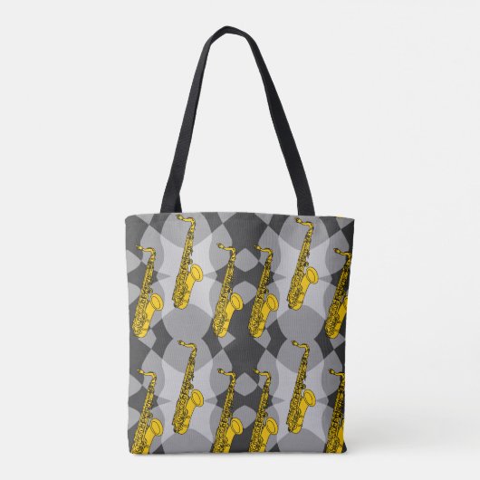 Saxophone Grey Pattern Tote Bag (Achterkant)