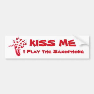 Saxophone Hearts Bumpersticker