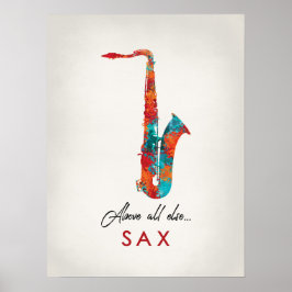 Saxophone - Helderkleurige muziek Poster