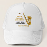 Saxophone High School Band Gold Personalized Trucker Pet<br><div class="desc">This modern custom gold high school marching band graduation hat features the student and band name under the saxophone instrument. Customize for symphonic,  wind ensemble,  or concert band members or their director for a great graduation keepsake gift.</div>