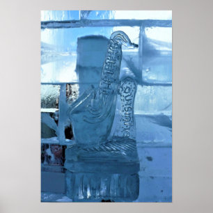 Saxophone Ice Sculpture, Quebec, Canada Poster