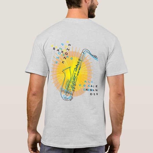 Saxophone Illustratie Cool Modern Art Saxophonist T-shirt (Achterkant)